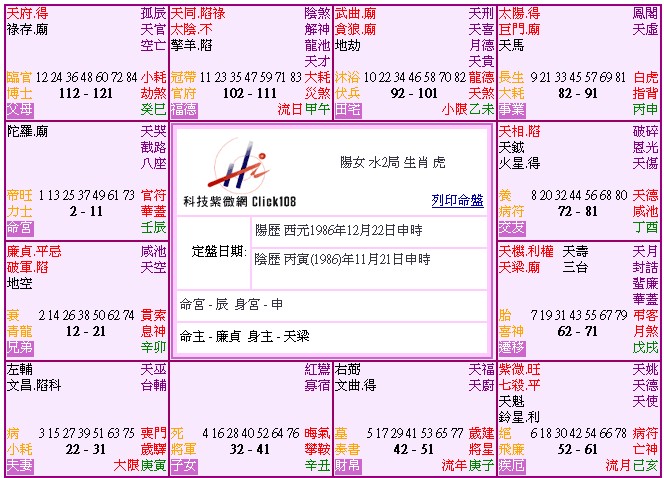 我的斗数命盘
